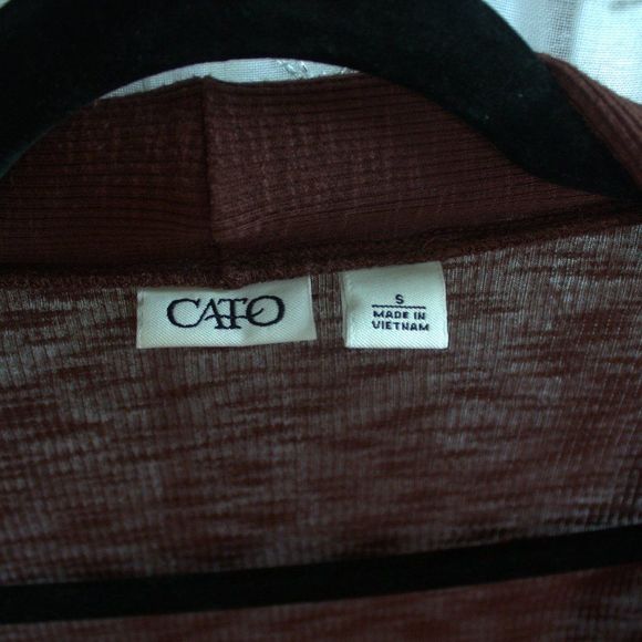 Cato Quartered Sleeve Cardigan | Brown Open Sweater - Picture 6 of 7